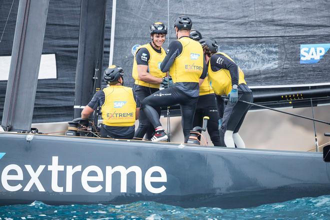 Despite finishing the Act in third position the Danish-flagged team jump to the top of the Series leaderboard in Barcelona - Extreme Sailing Series © Lloyd Images http://lloydimagesgallery.photoshelter.com/